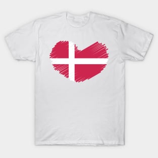 Denmark Heart Flag Design T-Shirt